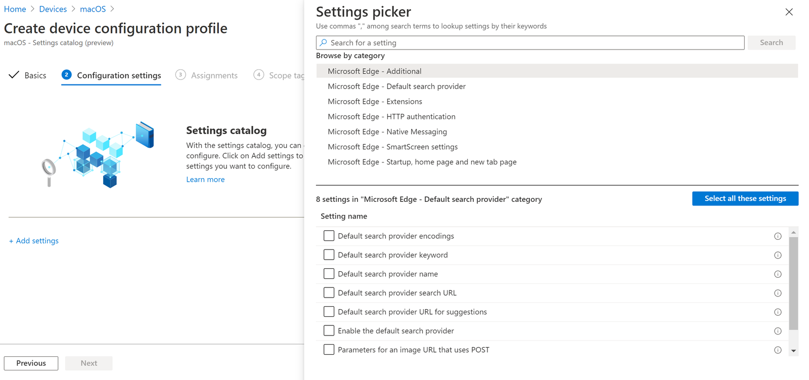 Removing settings from configuration